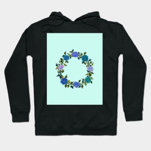 Minhwa: Peony Wreath Blue A Type (Korean traditional/folk art) Hoodie